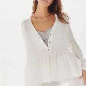 Urban Outfitters Out From Under Sz XS Snap Waffle Knit Babydoll HenleyTop